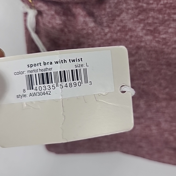 NWT Body Up Sport Bra With Twist Merlot Heather Sz L - Picture 5 of 7